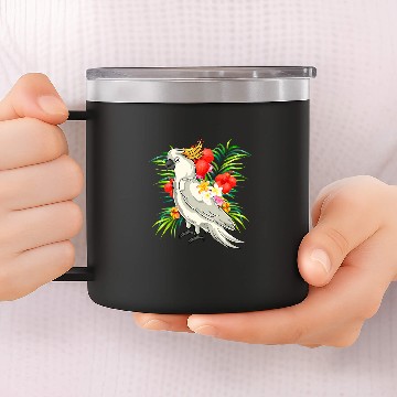 Discover Parrot Animal Bird Tropical Flowers Birdwatching Cockatoo 14oz Stainless Steel Tumblers