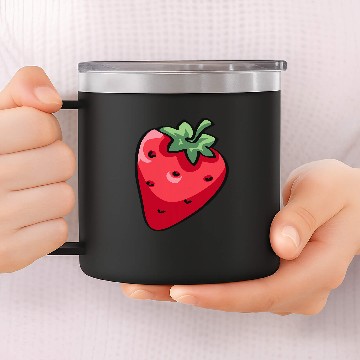 Discover Fun whimsical now pop art strawberry 14oz Stainless Steel Tumblers