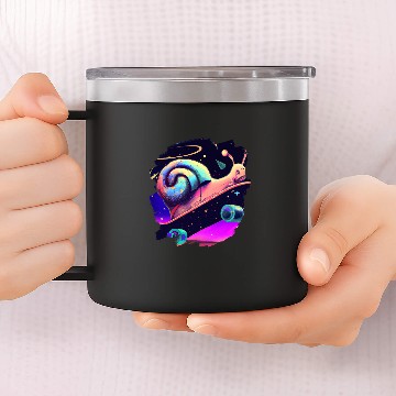 Discover Snail Skateboarding Outer Space Retro vintages Skater Snails 14oz Stainless Steel Tumblers