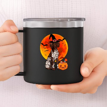 Discover Halloween German Shorthaired Pointer Jack O Lantern Pumpkin Baseball Tees 14oz Stainless Steel Tumblers