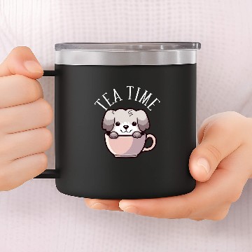 Discover Havanese Tea Time Funny Dog Beverage 14oz Stainless Steel Tumblers
