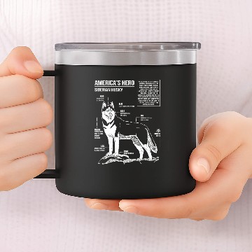 Discover Dog Husky schematic Baseball Tees 14oz Stainless Steel Tumblers