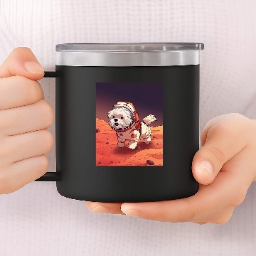 Discover Havanese Mars Funny Dog Astronaut 14oz Stainless Steel Tumblers