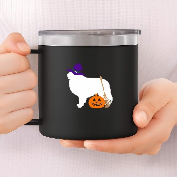 Discover Great Pyrenees Halloween Dog Wearing Witch Hat 14oz Stainless Steel Tumblers