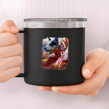 Discover Heeler Dog Eagle American Flag 4th July Independence Day 14oz Stainless Steel Tumblers