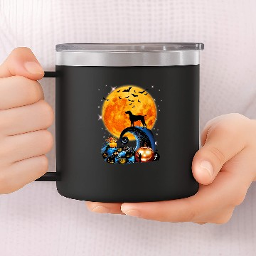 Discover Dog German Shorthaired Pointer Moon Cliff Pumpkin Halloween 5 Zip 14oz Stainless Steel Tumblers