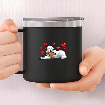 Discover Great Pyrenees Pyrenean Mountain Dog With Stuffed Animal 14oz Stainless Steel Tumblers