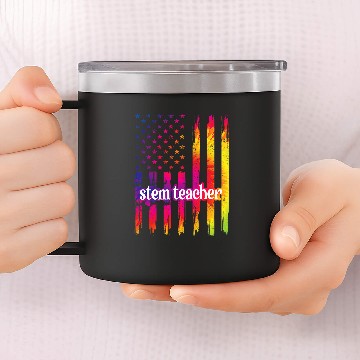 Discover STEM Teacher US Flag Science Technology Engineering Math 21 14oz Stainless Steel Tumblers