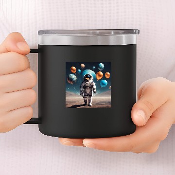 Discover Galactic Astronaut Explorer Holding Planet Balloons STEM 2 Baseball Tees 14oz Stainless Steel Tumblers