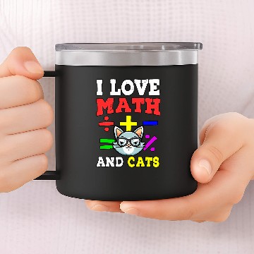 Discover Math Nerd Math Teacher Cat Lover I Love Math And Cats 29 Baseball Tees 14oz Stainless Steel Tumblers