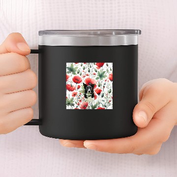 Discover Border Collie Red Poppy vintages Cottagecore Flowers Baseball Tees 14oz Stainless Steel Tumblers