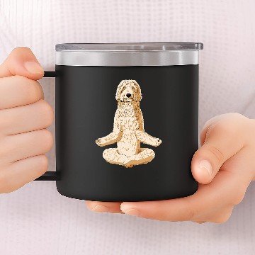 Discover Funny Yoga Dog Labradoodle 14oz Stainless Steel Tumblers