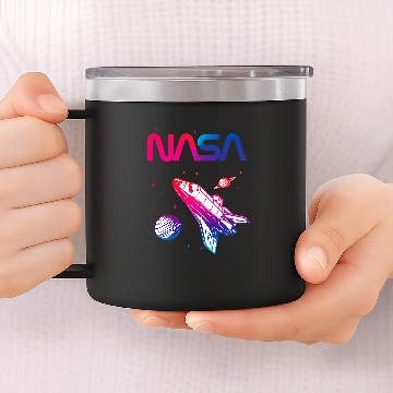 Discover Lacrosse Gift NASA Space Shuttle Saturn Planet Worm Logo Zip 14oz Stainless Steel Tumblers
