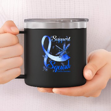 Discover T1D Warrior Support Squad diabetess Awareness Dragonfly 14oz Stainless Steel Tumblers