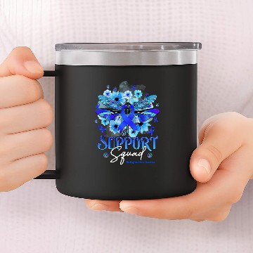 Discover Support Squad Dragonfly Flowers Huntingtons Disease Baseball Tees 14oz Stainless Steel Tumblers