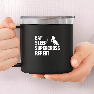 Discover Eat Sleep Supercross Repeat Motorcycle Lover Dirt Bike Fan 14oz Stainless Steel Tumblers