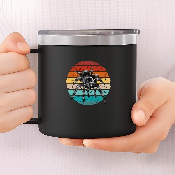 Discover vintages cool tarantula spider in her web spider cobweb bug 14oz Stainless Steel Tumblers