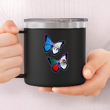 Discover Mexico and Guatemala bicultural roots  Butterfly version 14oz Stainless Steel Tumblers