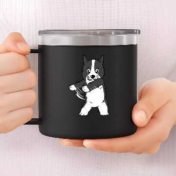 Discover Floss Dance Border Collie Dog 14oz Stainless Steel Tumblers