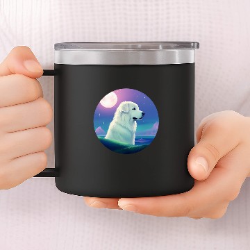 Discover Pastel Great Pyrenees Dog Aurora Sunset Baseball Tees 14oz Stainless Steel Tumblers