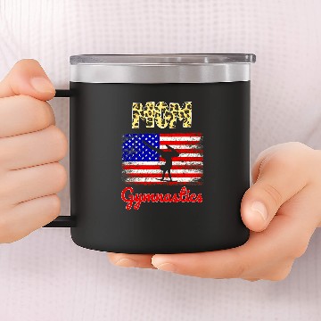 Discover Mothers day Gymnastics Mom USA American Flag 14oz Stainless Steel Tumblers