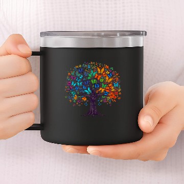 Discover Womens Butterfly Tree Flying Butterflies Baseball Tees 14oz Stainless Steel Tumblers