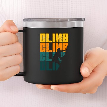 Discover Retro Mountain Rock Climbing Bouldering Summit Ice Climber 14oz Stainless Steel Tumblers