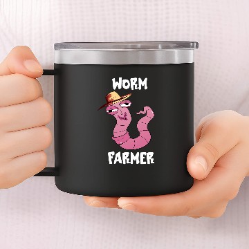 Discover Worm Farmer Sweat Worm Farm Composting Red Wiggler Worm 14oz Stainless Steel Tumblers