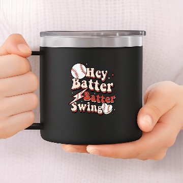 Discover Retro Groovy Game Day Hey Batter Batter Swing Baseball 14oz Stainless Steel Tumblers