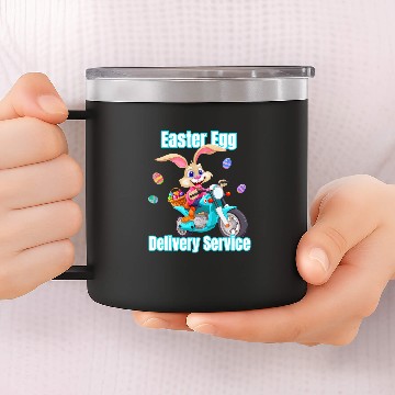 Discover Moms Dads Easter Egg Delivery Service Bunny Motorcycle Egg Zip 14oz Stainless Steel Tumblers