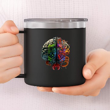 Discover Human Robot AI Computer Brain 14oz Stainless Steel Tumblers
