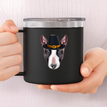 Discover Miniature Bull Terrier Wearing Pilgrim Hat Thanksgiving Baseball Tees 14oz Stainless Steel Tumblers
