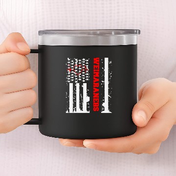 Discover Weimaraner Dog Graphic with vintages USA Flag Baseball Tees 14oz Stainless Steel Tumblers