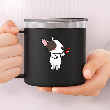 Discover Miniature Bull Terrier Dog Kisses 14oz Stainless Steel Tumblers