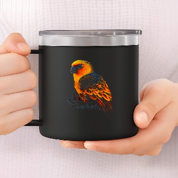 Discover Sun Conure Bird Native American Northwest Tribal Graphic 14oz Stainless Steel Tumblers