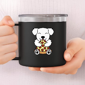Discover Pizza Great Pyrenees Dog 14oz Stainless Steel Tumblers