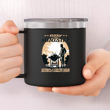 Discover Minister Funny BBQ Chef or Grill Fun 14oz Stainless Steel Tumblers