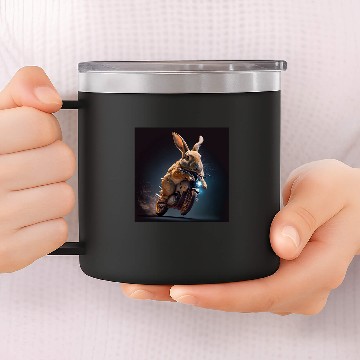 Discover Rabbit Riding Motorcycle Easter Bunny Easter Funny Biker Bike 14oz Stainless Steel Tumblers