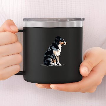 Discover Pawsome Pals Australian Shepherd Silhouette Zip 14oz Stainless Steel Tumblers