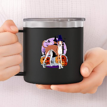 Discover Ibizan Hound Cute Dog Halloween Witch Pumpkin Baseball Tees 14oz Stainless Steel Tumblers