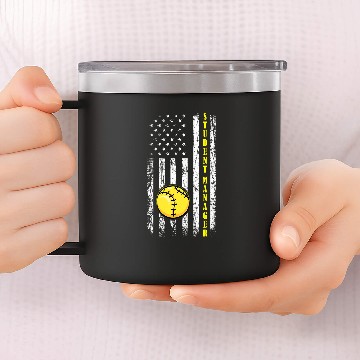 Discover Student Manager American Flag School Softball Team Baseball Tees 14oz Stainless Steel Tumblers