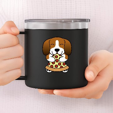 Discover Pizza Basset Hound Dog 14oz Stainless Steel Tumblers