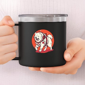 Discover Samoyed Mars Funny Dog Astronaut Zip 14oz Stainless Steel Tumblers