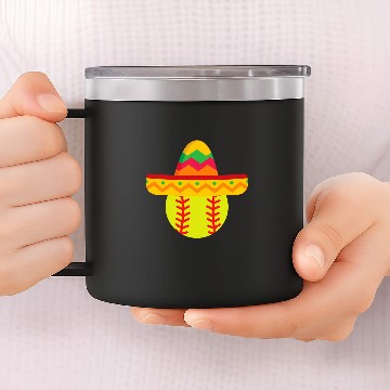 Discover Sombrero Softball Cinco De Mayo Softball Player Baseball Tees 14oz Stainless Steel Tumblers