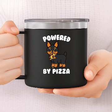 Discover Powered By Pizza Miniature Pinscher Dog 14oz Stainless Steel Tumblers