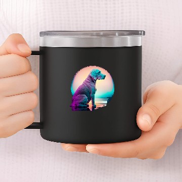 Discover Weimaraner Japanese Retro Synthwave Zip 14oz Stainless Steel Tumblers
