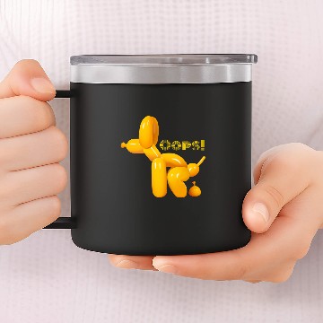 Discover Oops Pop Art Balloon Dog Pooping 14oz Stainless Steel Tumblers