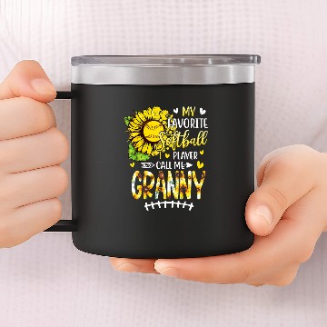 Discover My Favorite Softball Player Call Me Granny Sunflower Baseball Tees 14oz Stainless Steel Tumblers