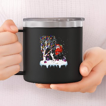 Discover Santa Riding Border Collie Dog Tree Lights Border Collie Fun 14oz Stainless Steel Tumblers