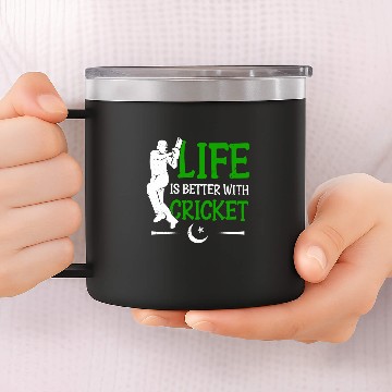 Discover Life Is Better With Cricket Cricketer Cricket Player 14oz Stainless Steel Tumblers